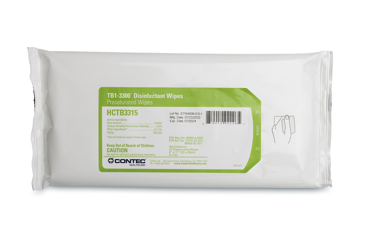 Contec Healthcare TB1-3300™ Disinfectant Wipes-3