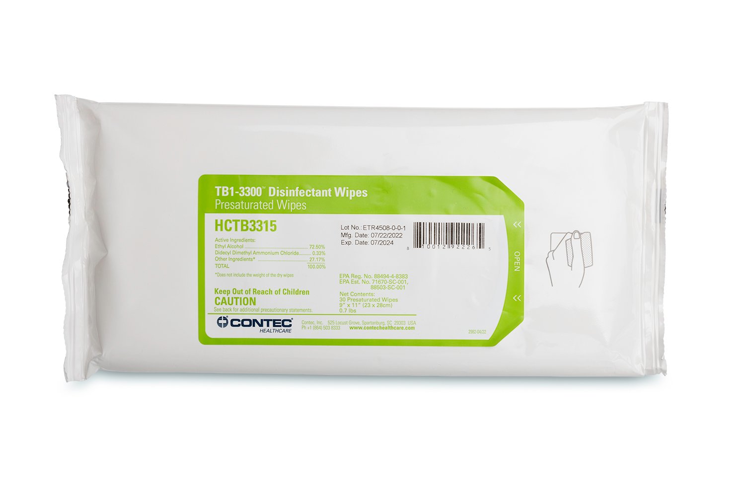 Contec® Healthcare TB1-3300™ Disinfectant Wipes